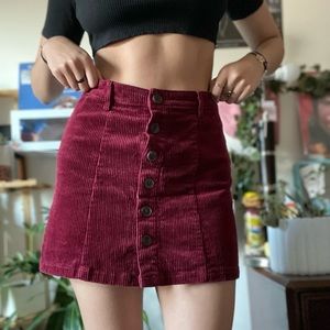 (S) Red Corduroy Skirt